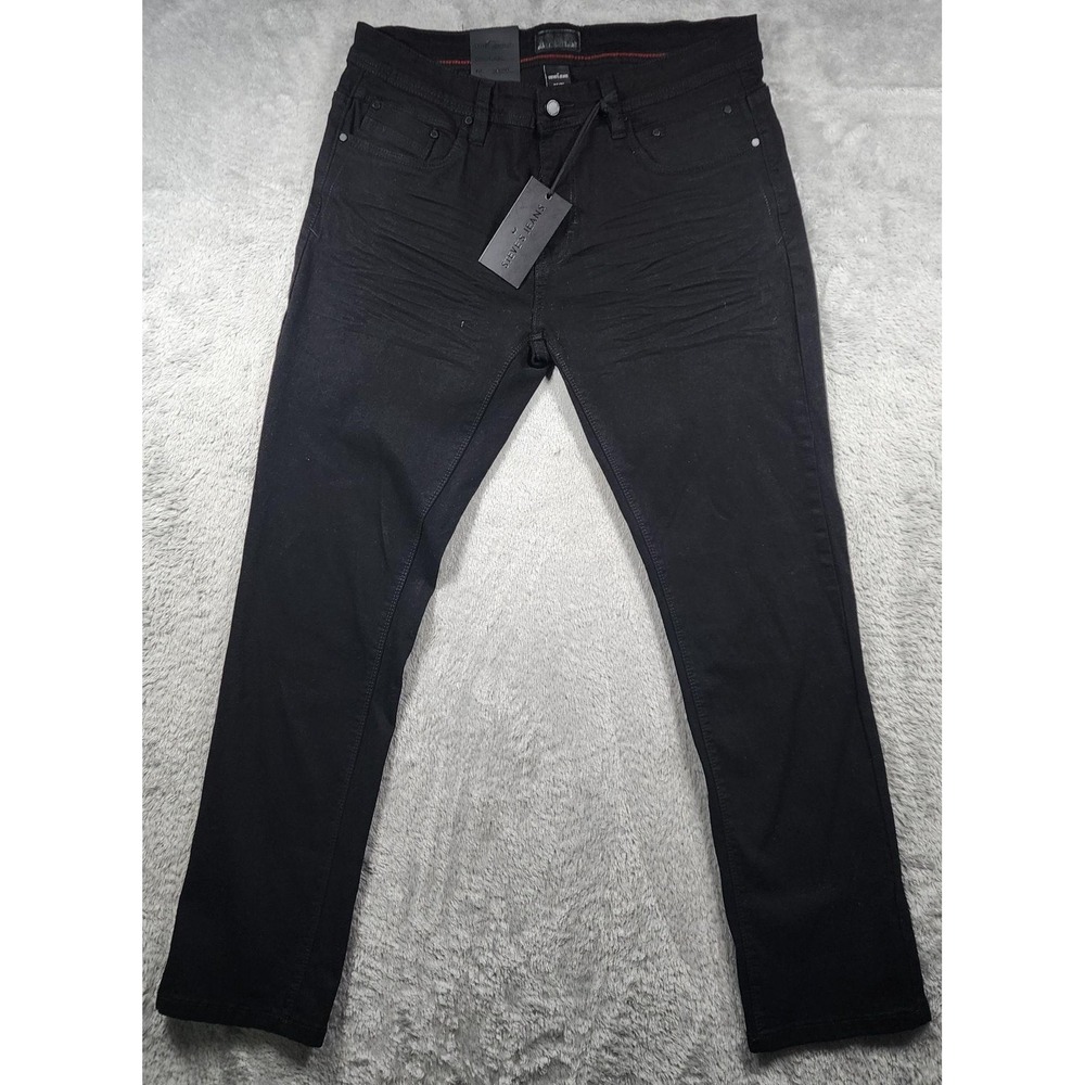 STEVE'S JEANS Skinny Jeans Mens 34x30 Black Dark Wash Slim Stretch Denim